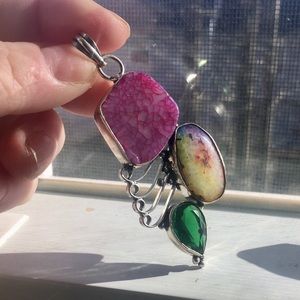 OOAK Emerald Gemstone Pendant Sterling Silver